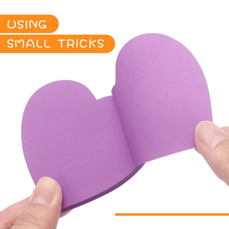 SIMONA Heart Shape Sticky Notes 6 Color Bright Colorful Sticky Pad 75 Sheets/Pad Self-Sticky Note Pads - Image 5